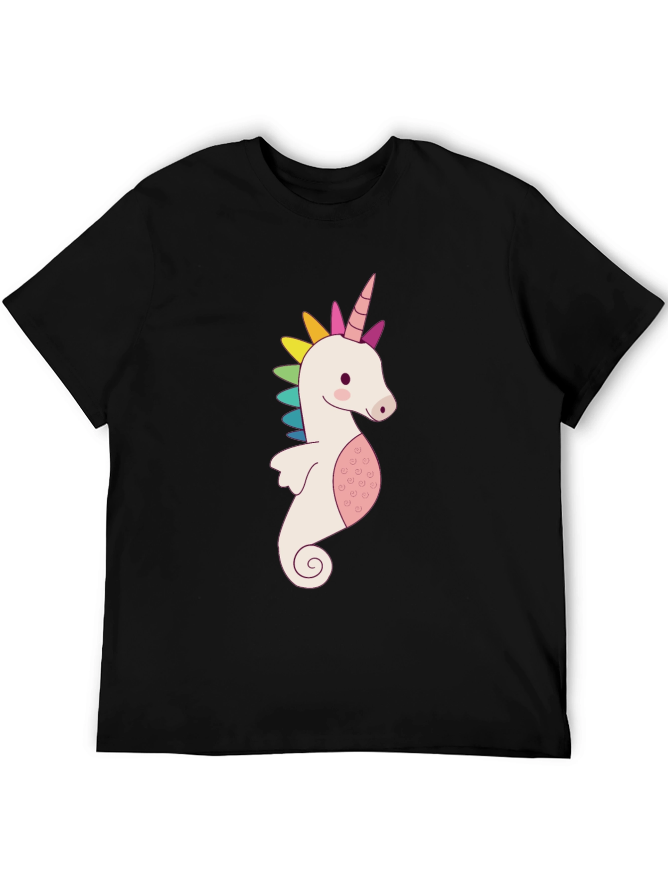 Unicorn Seahorse Graphic Tee - Mens Black T-Shirt