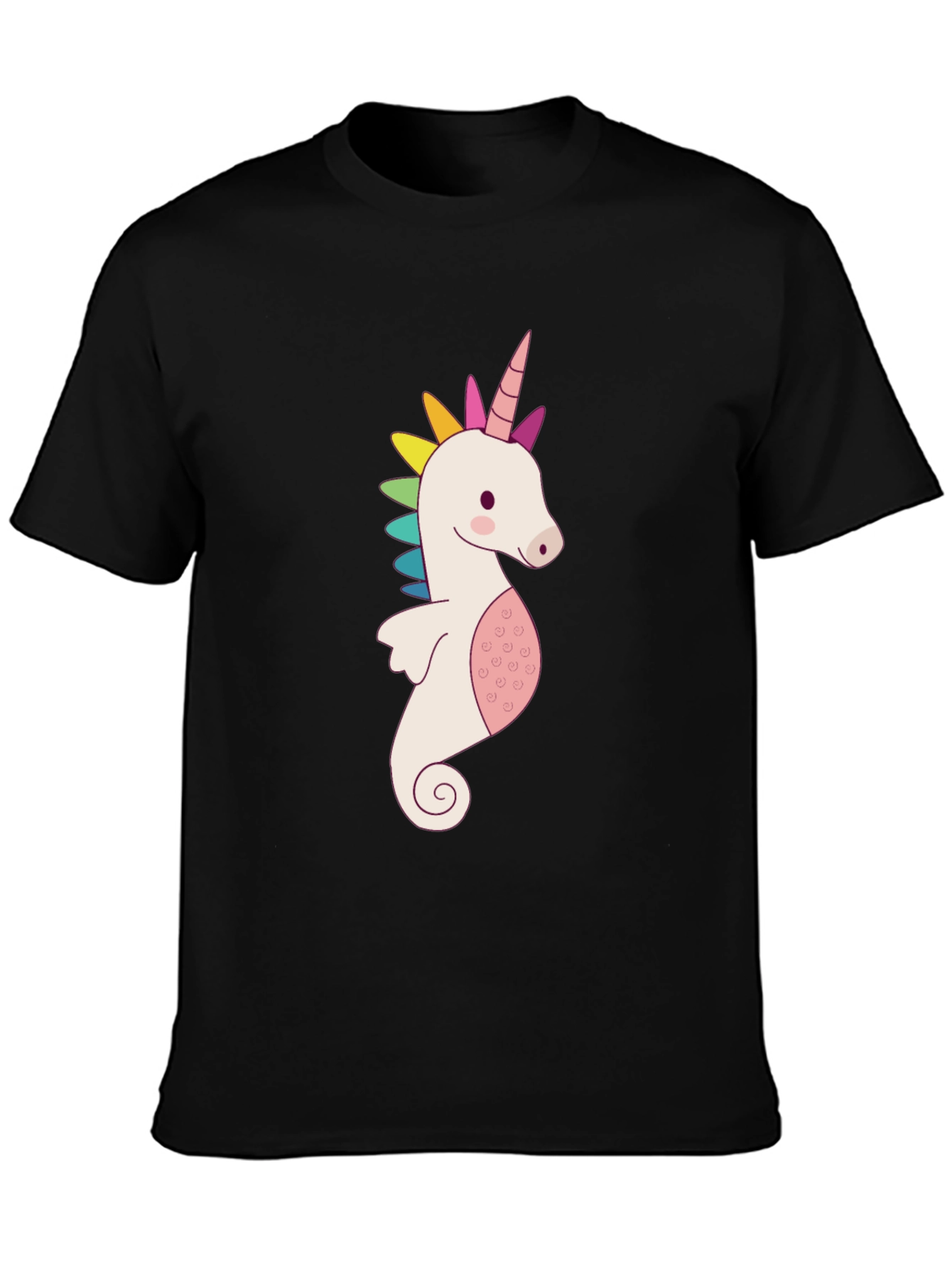 Unicorn Seahorse Graphic Tee - Mens Black T-Shirt