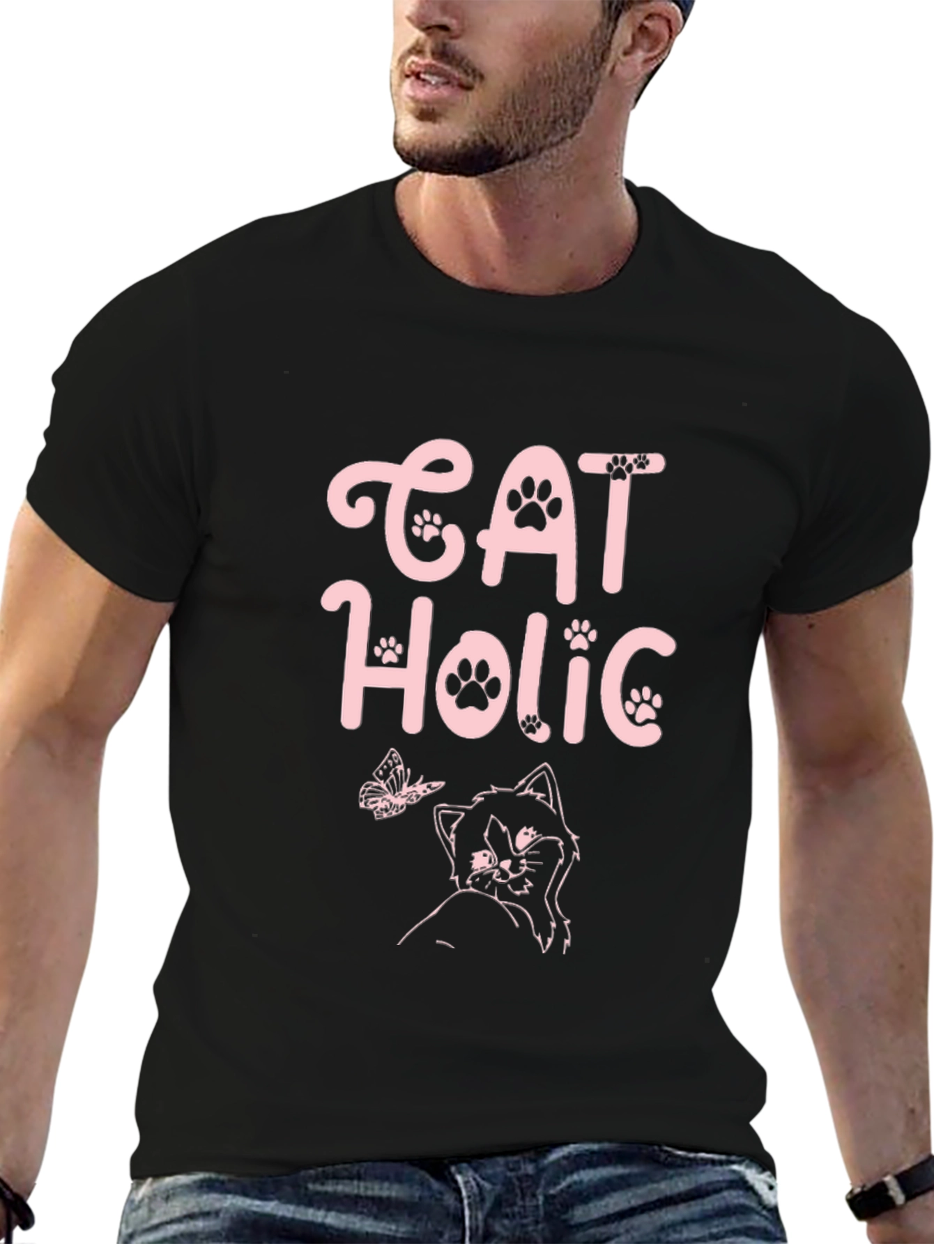 Cat Holic Black T-Shirt
