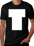 White Block T Graphic Black T-Shirt