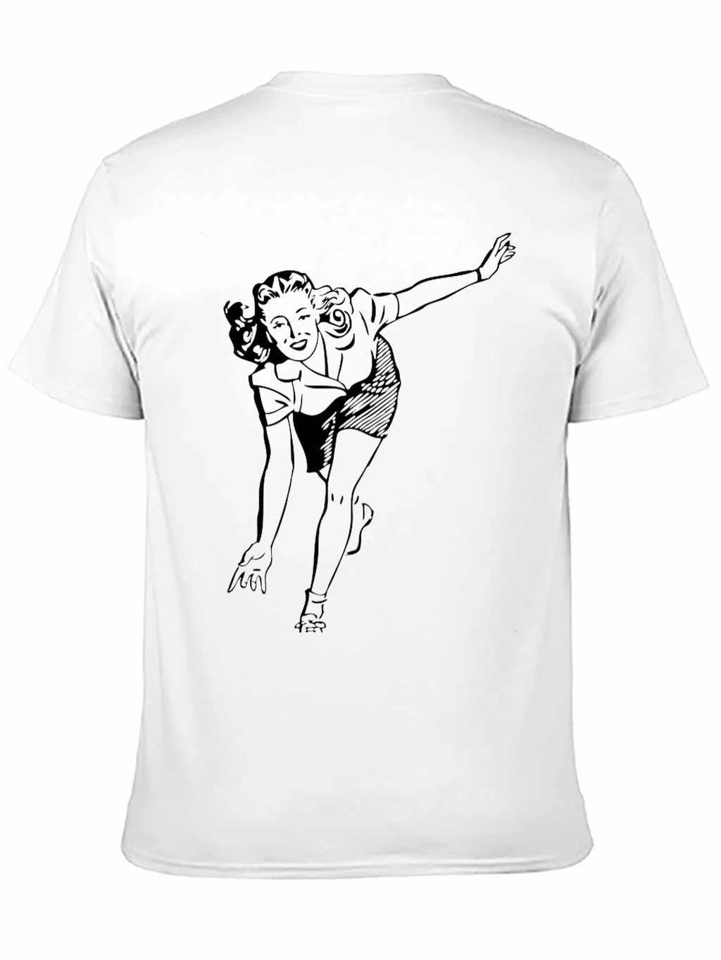 Retro Bowling Gal Graphic T-Shirt - Black