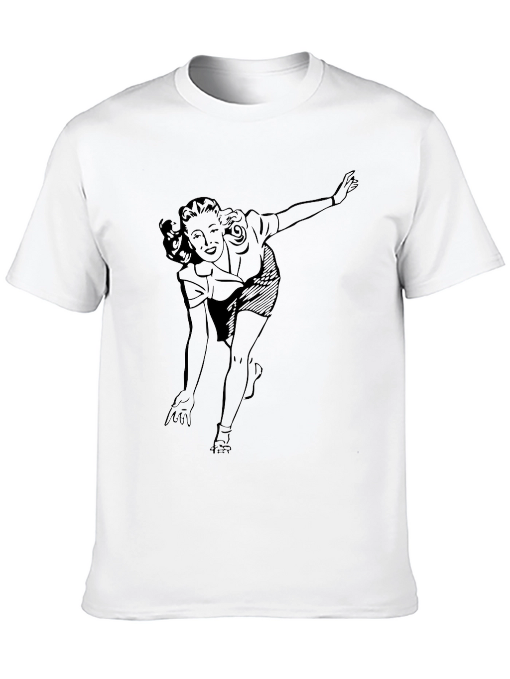 Retro Bowling Gal Graphic T-Shirt - Black