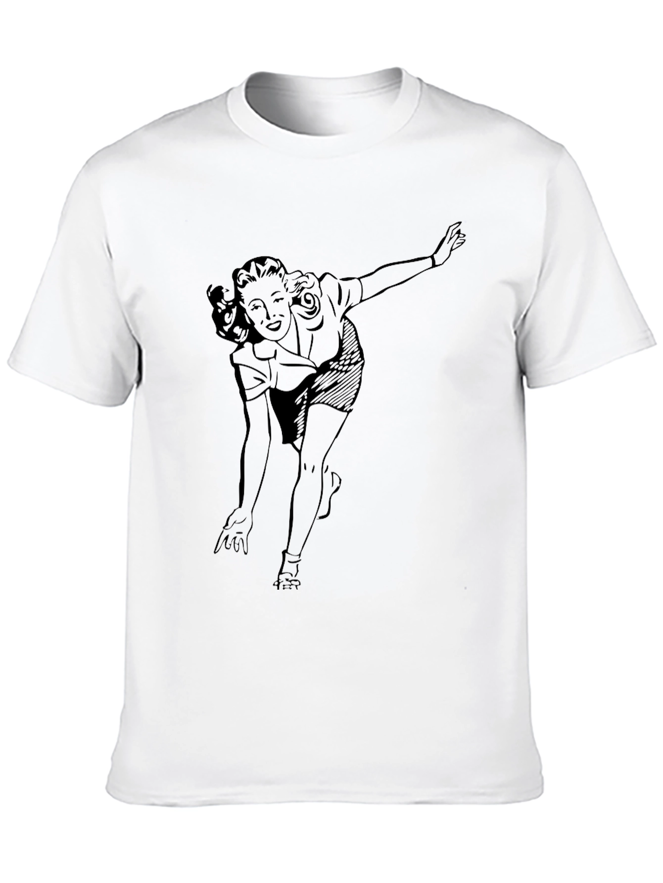 Retro Bowling Gal Graphic T-Shirt - Black