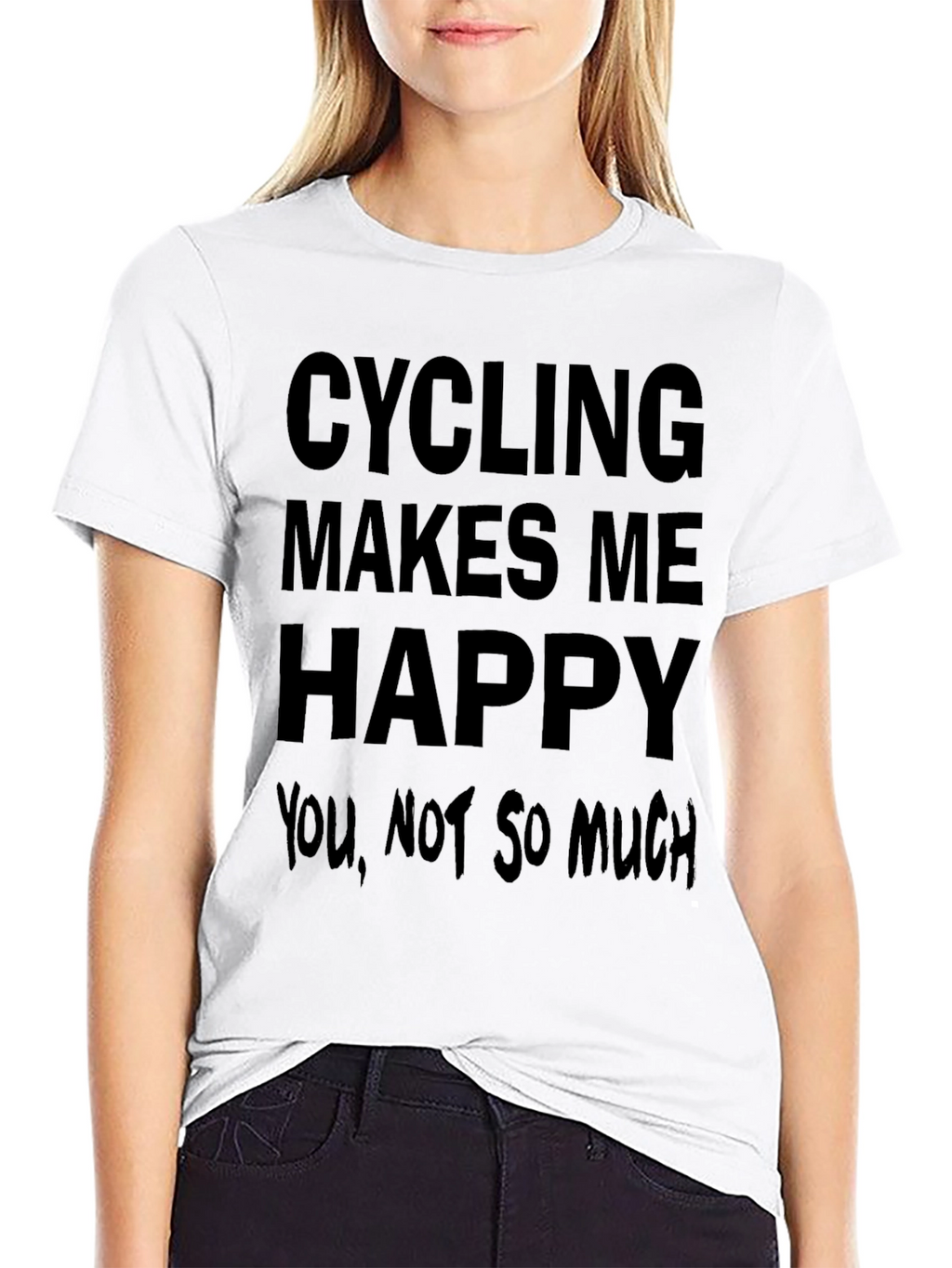 Cycling Makes Me Happy Black T-Shirt