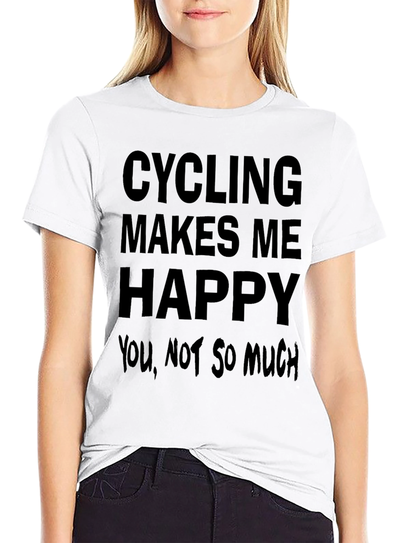 Cycling Makes Me Happy Black T-Shirt