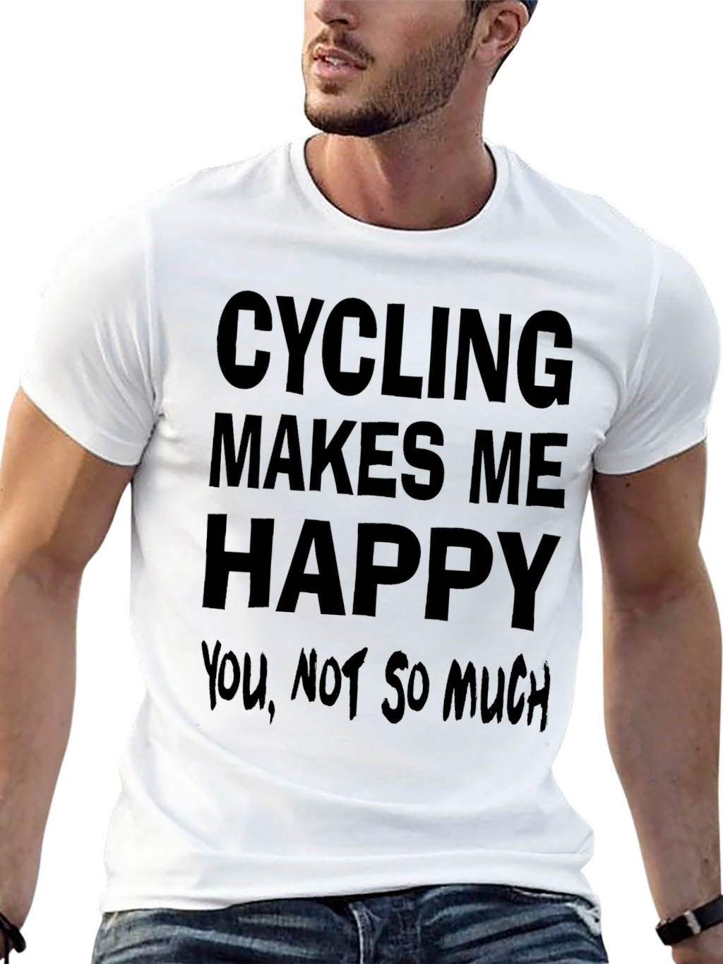Cycling Makes Me Happy Black T-Shirt