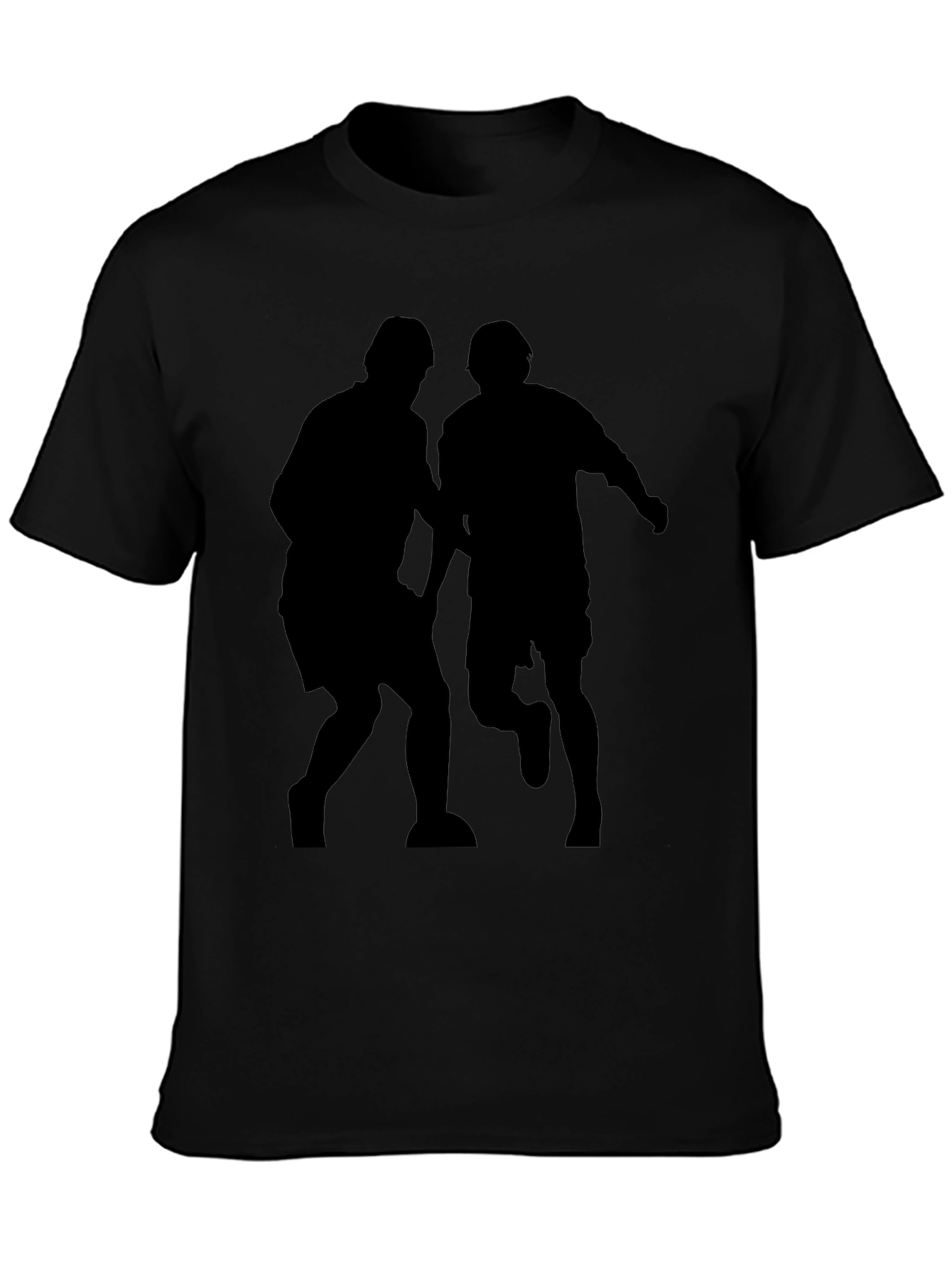 Mens Black Graphic Tee - Soccer Players Silhouette
