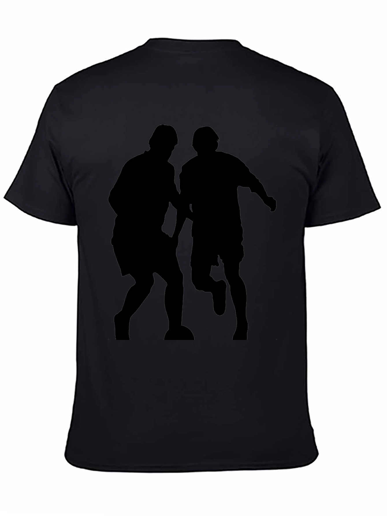 Mens Black Graphic Tee - Soccer Players Silhouette