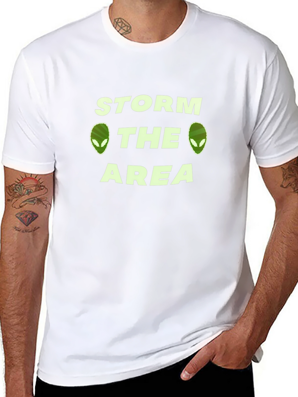 Storm The Area Alien Graphic T-Shirt - Black