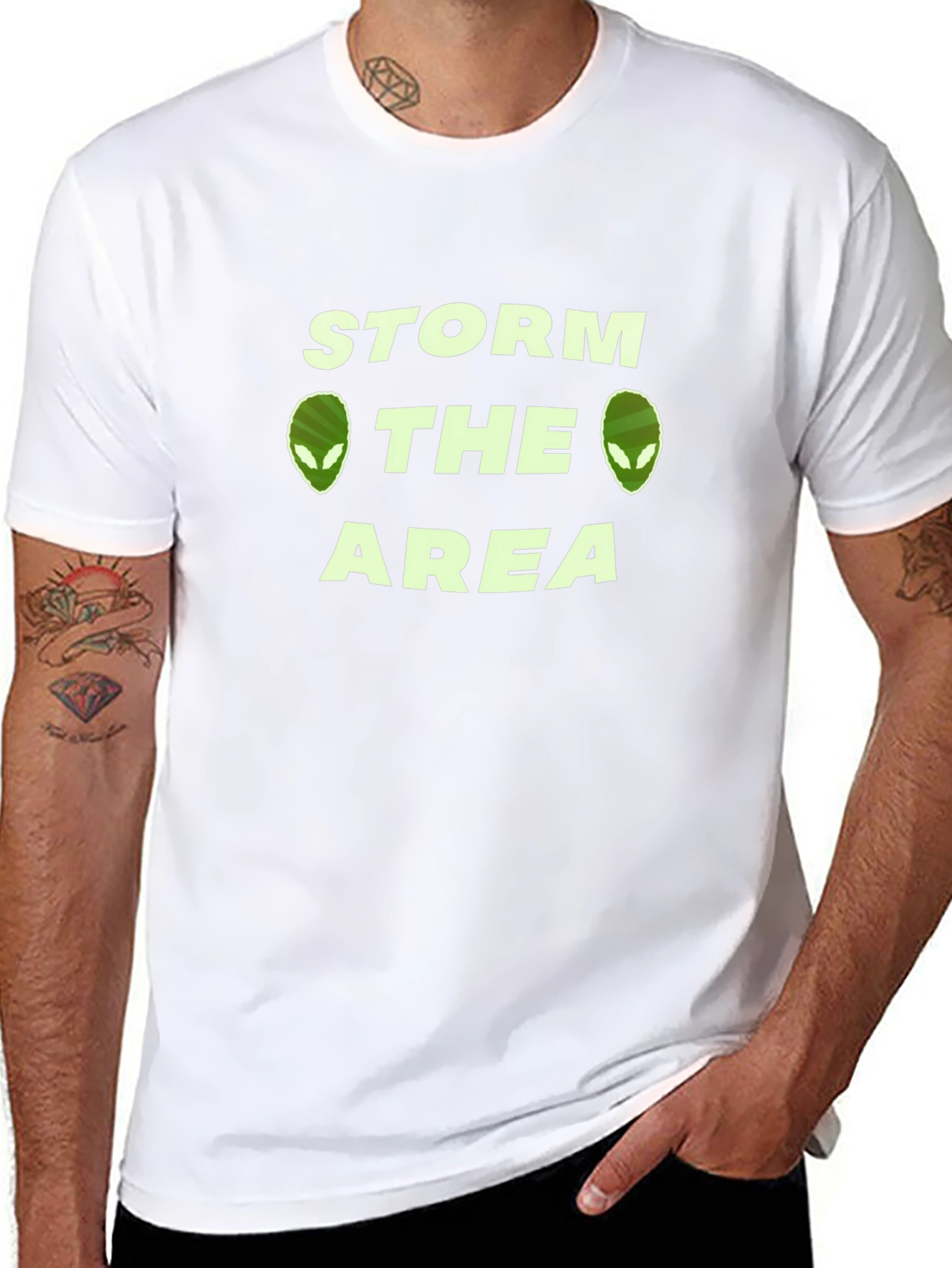 Storm The Area Alien Graphic T-Shirt - Black