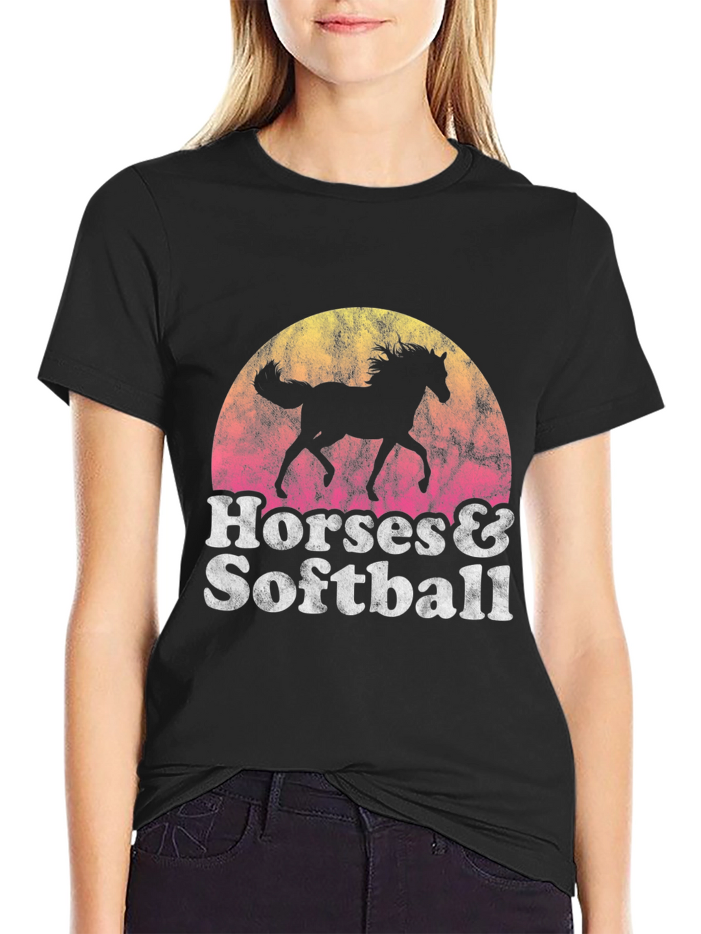 Horses & Softball Retro T-Shirt