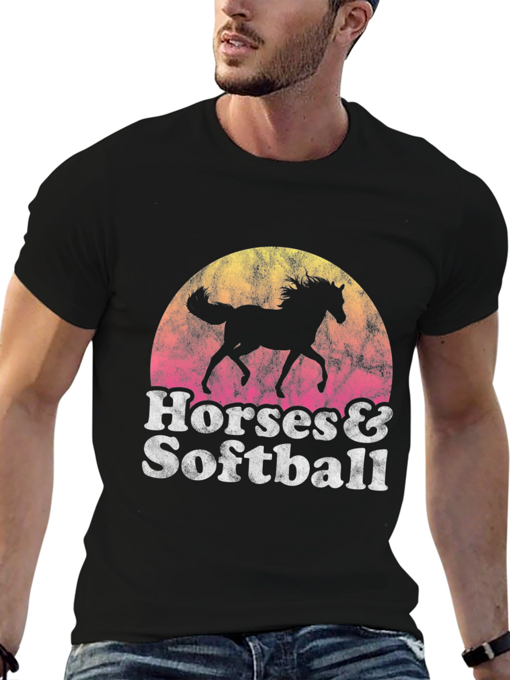 Horses & Softball Retro T-Shirt