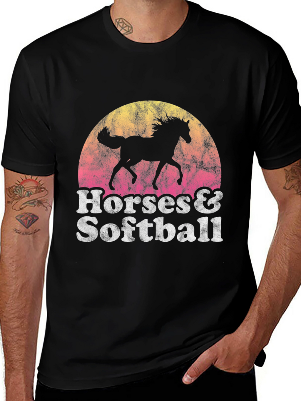 Horses & Softball Retro T-Shirt