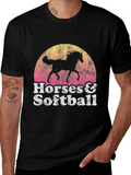 Horses & Softball Retro T-Shirt