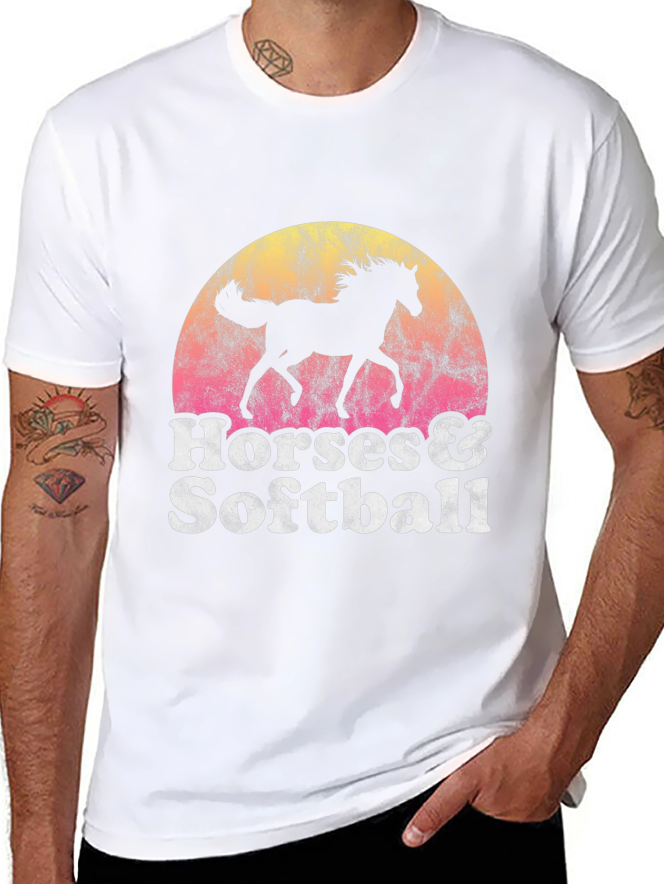 Horses & Softball Retro T-Shirt