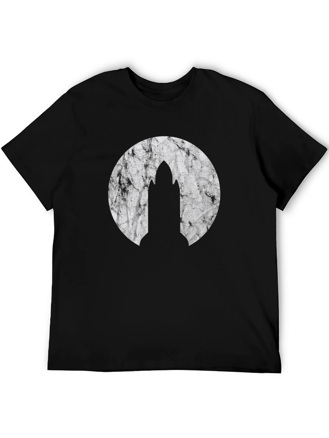 Mens Black Graphic T-Shirt - Rocket Design