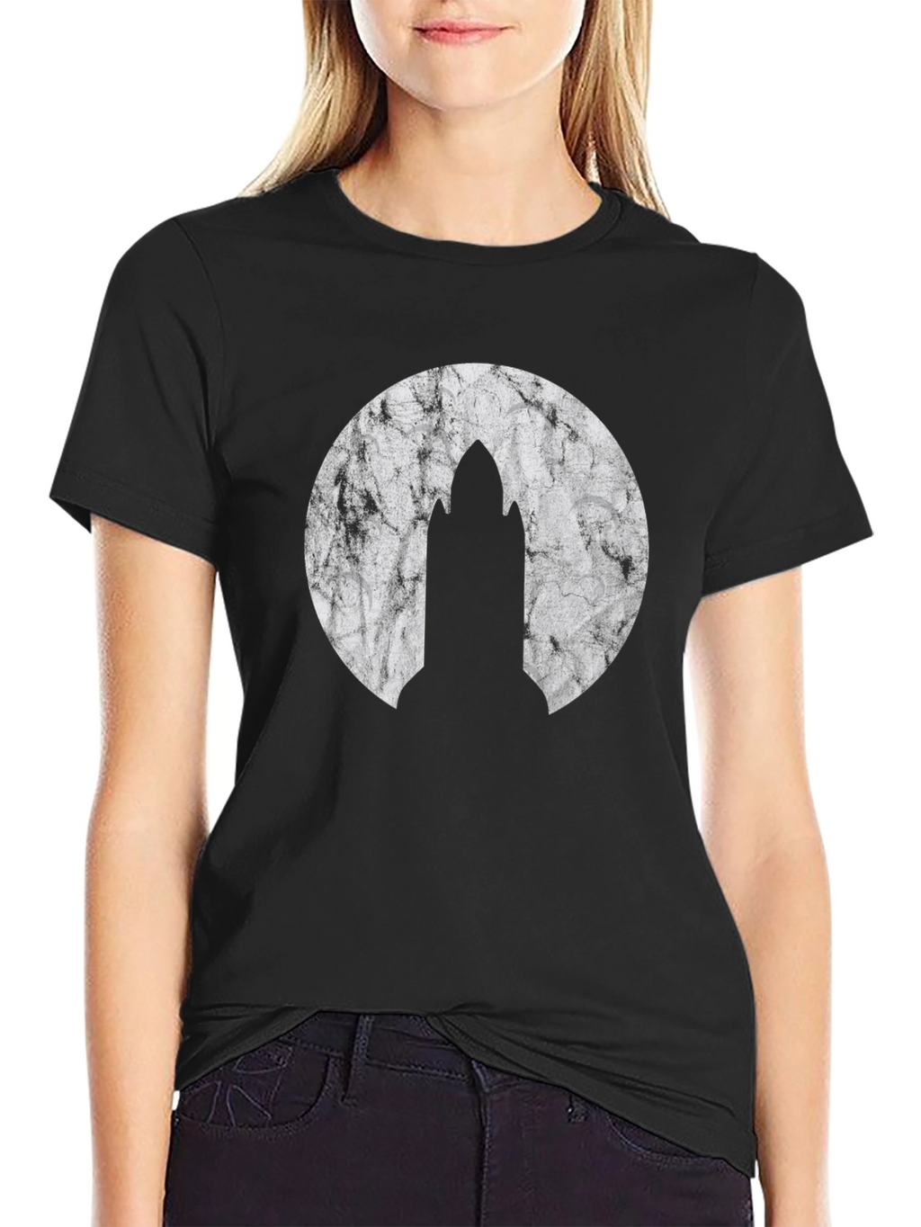 Mens Black Graphic T-Shirt - Rocket Design