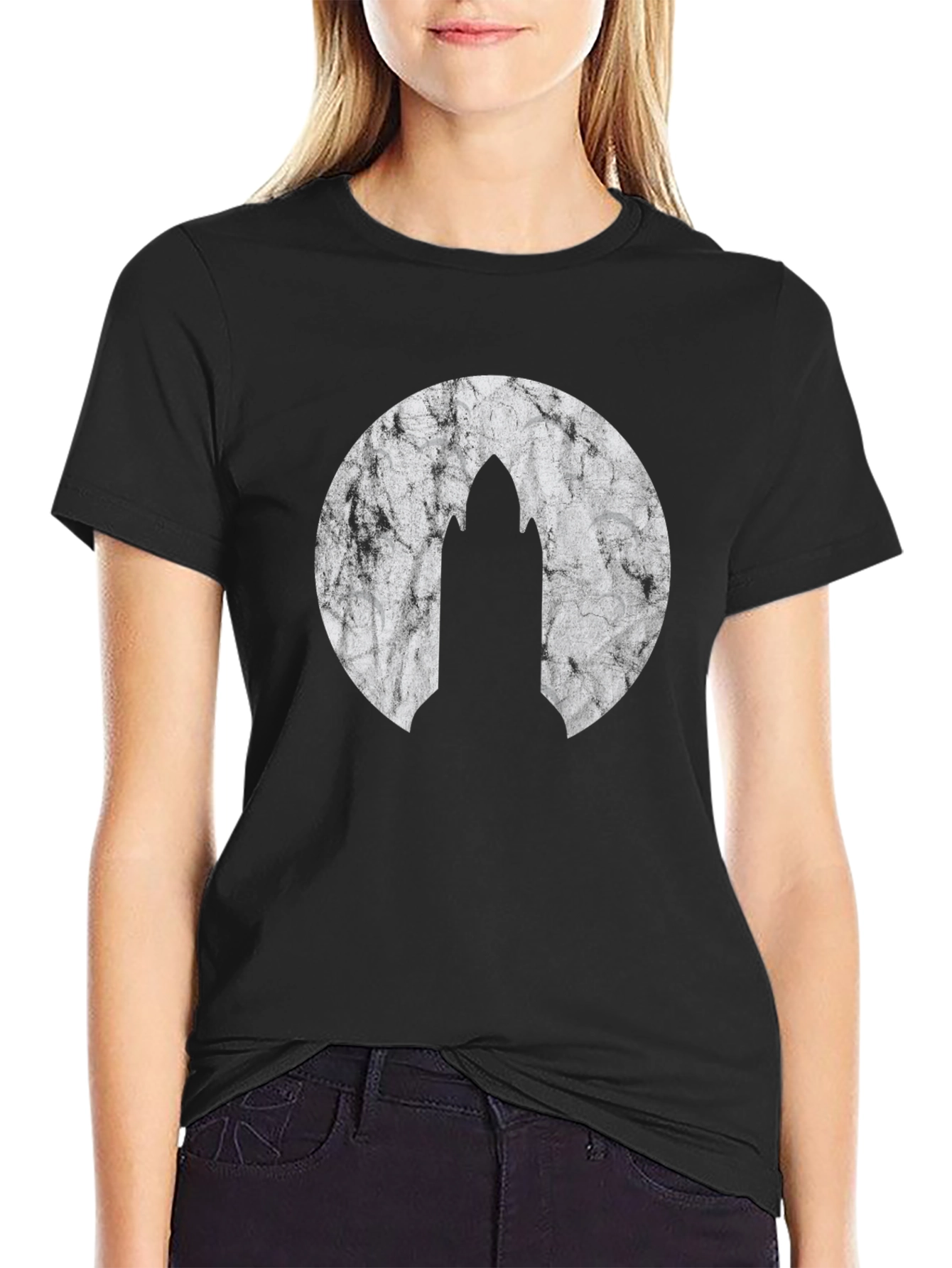 Mens Black Graphic T-Shirt - Rocket Design