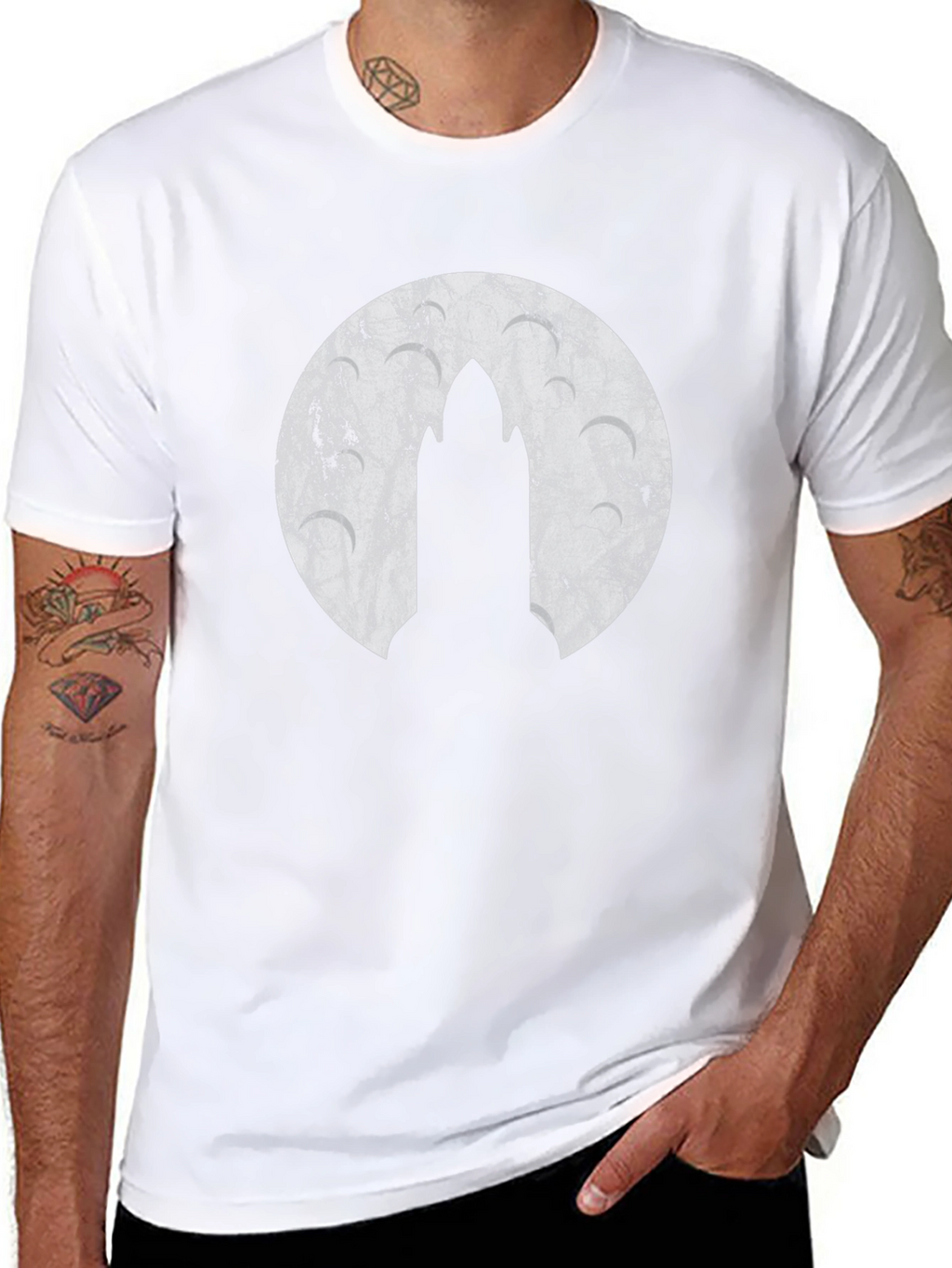 Mens Black Graphic T-Shirt - Rocket Design