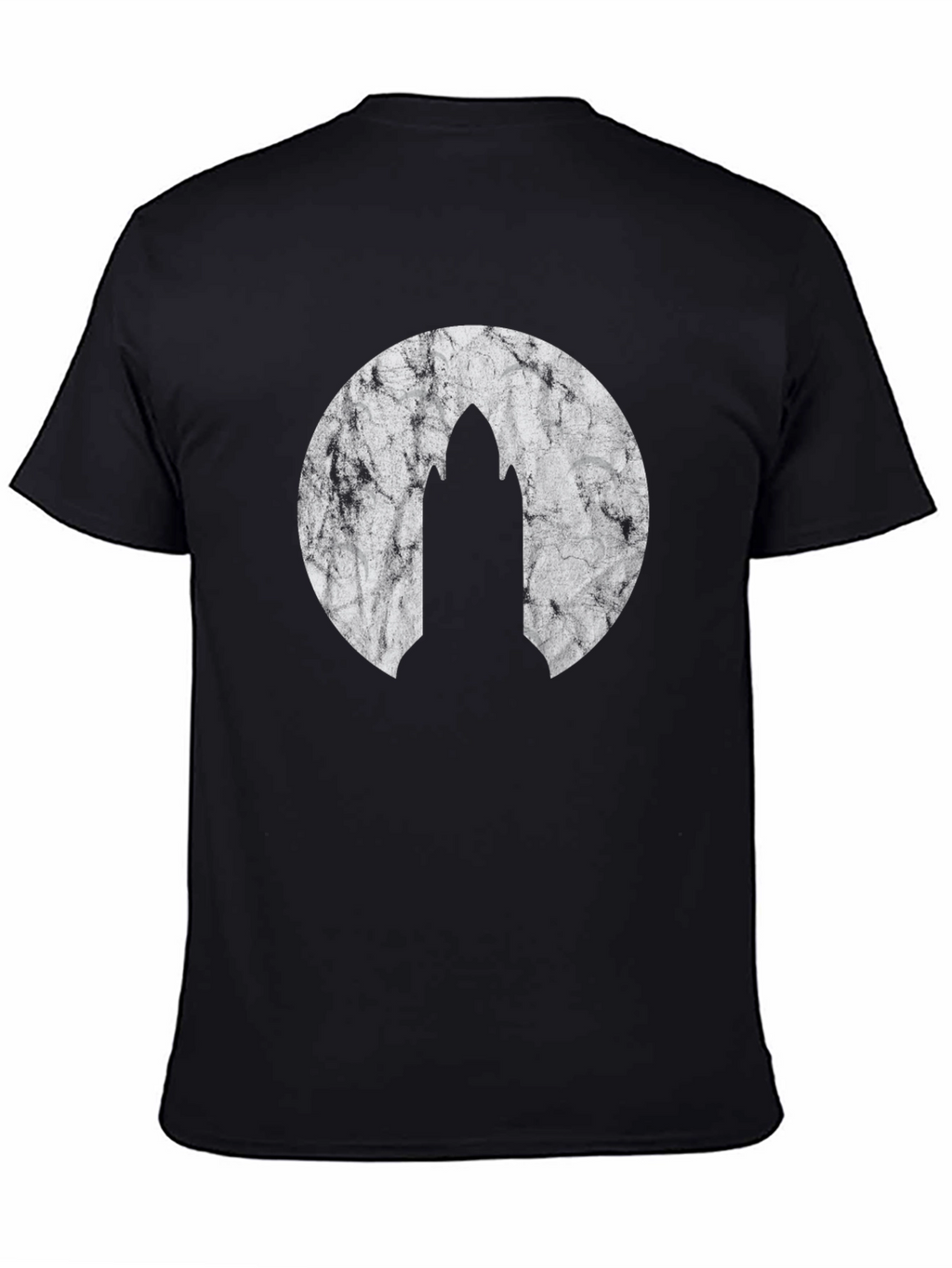 Mens Black Graphic T-Shirt - Rocket Design