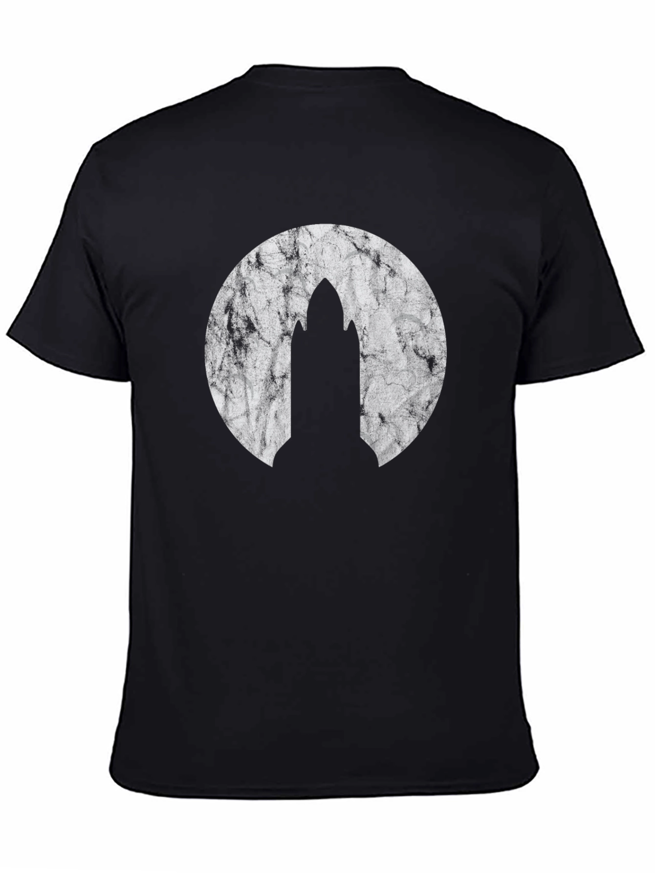 Mens Black Graphic T-Shirt - Rocket Design