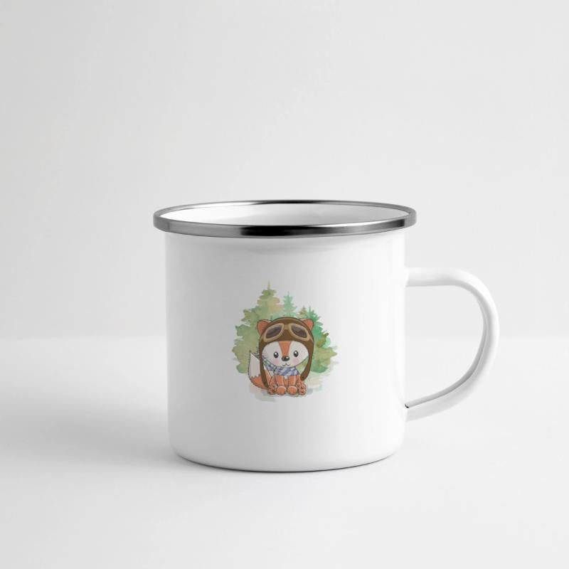 Pilot Fox Sitting On Grass With Tree Watercolor