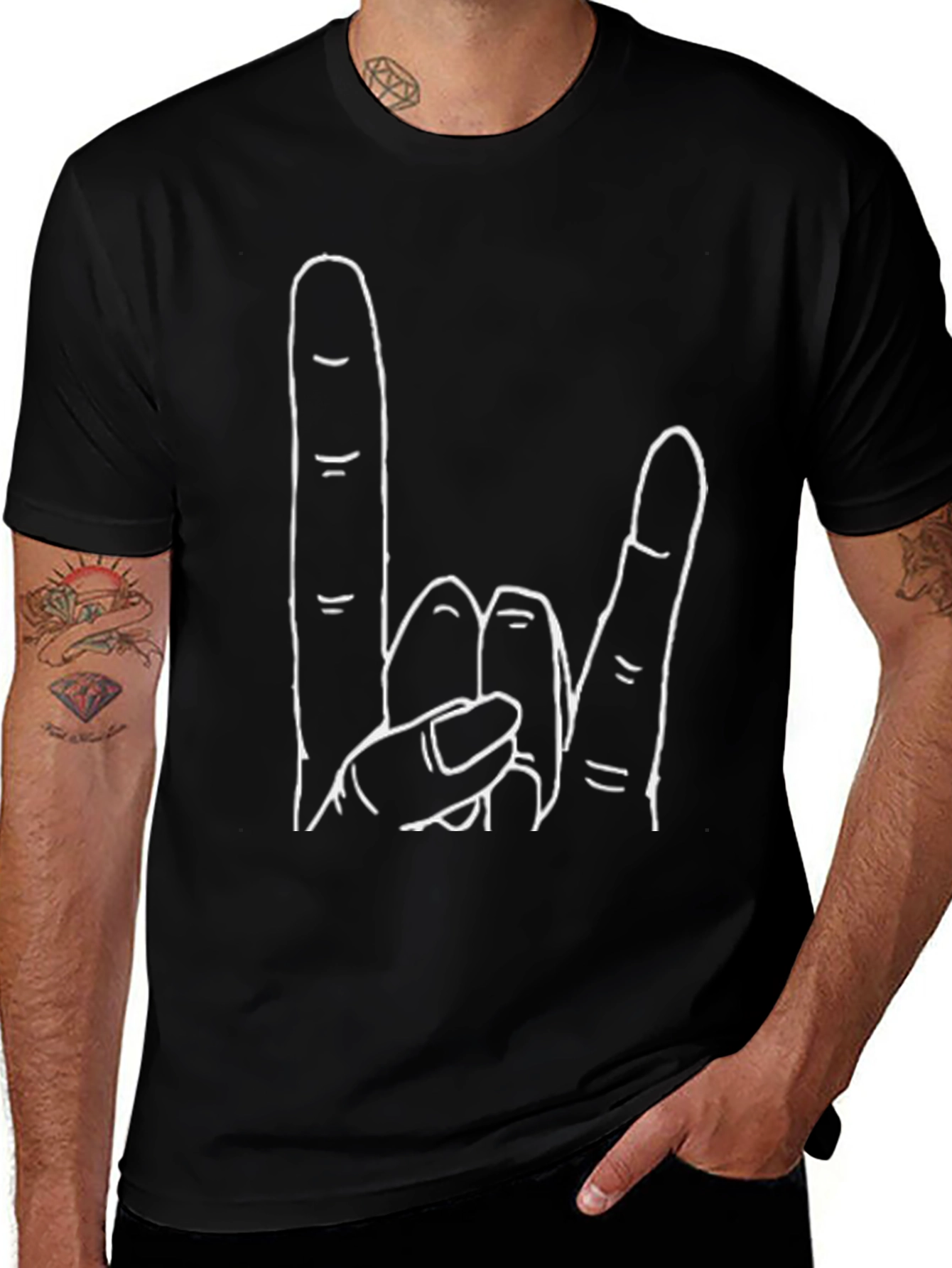 Rock On! Graphic Tee - Black Crew Neck T-Shirt