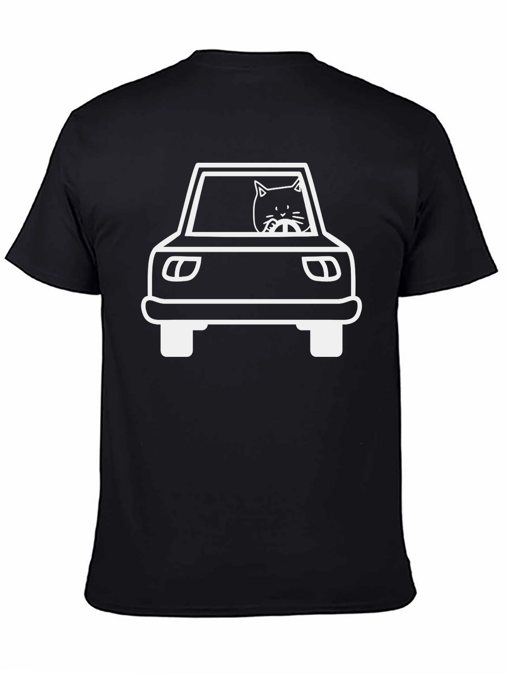 Cat Driving Car Graphic Tee - Black
