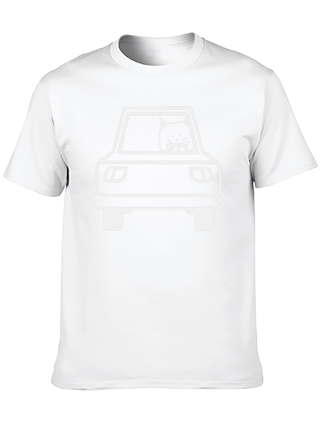 Cat Driving Car Graphic Tee - Black