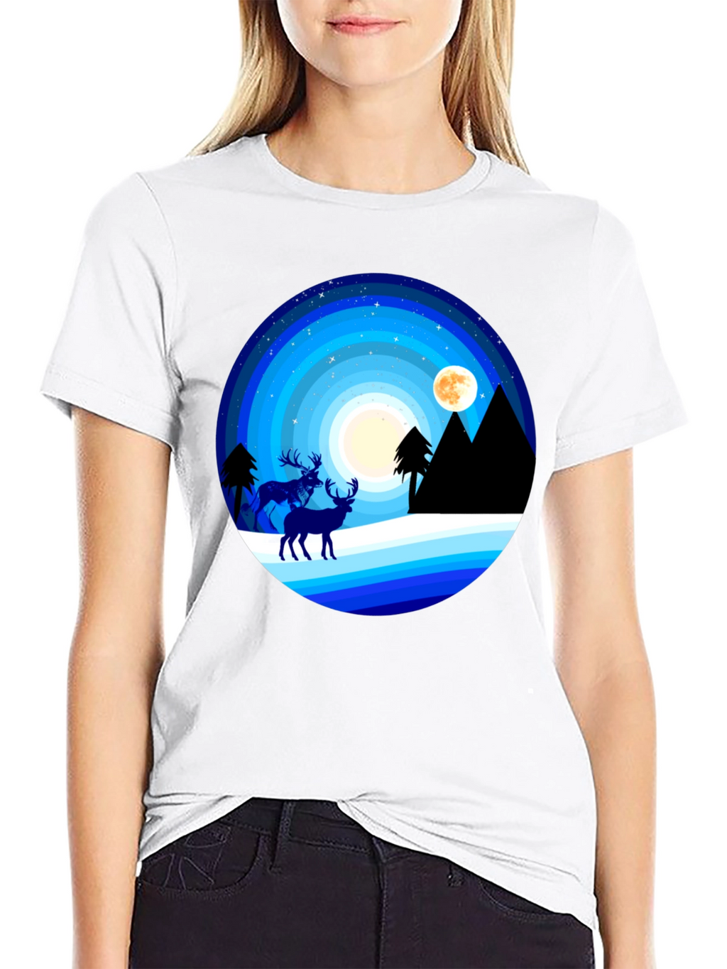 Night Deer T-Shirt - Graphic Tee