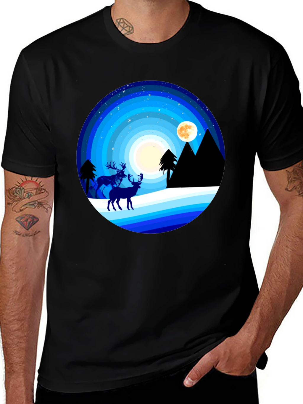 Night Deer T-Shirt - Graphic Tee