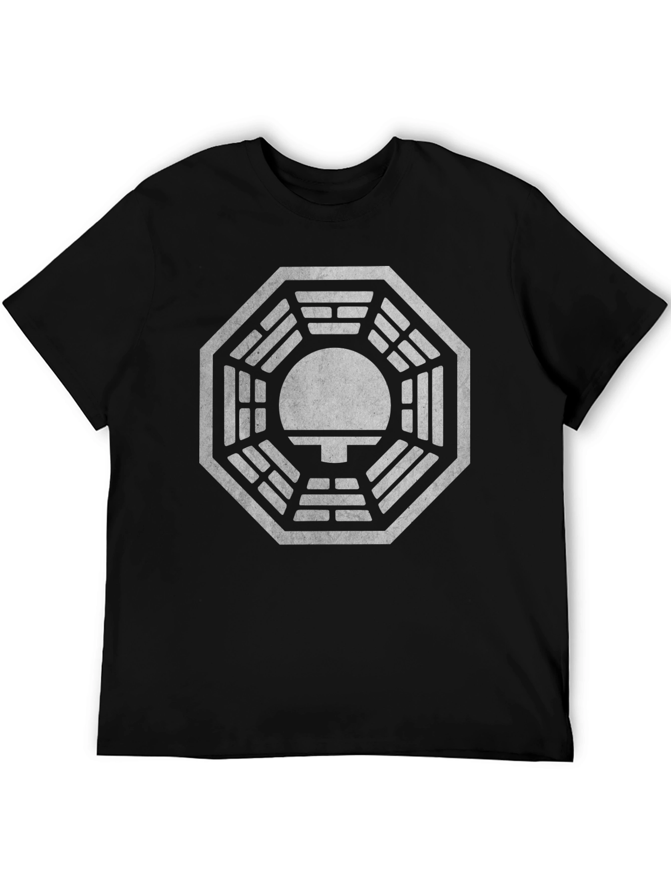 Mens Black T-Shirt with Mysterious Octagon Design