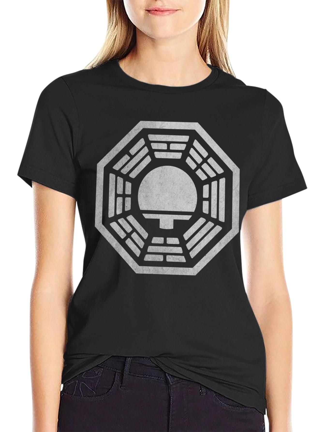 Mens Black T-Shirt with Mysterious Octagon Design