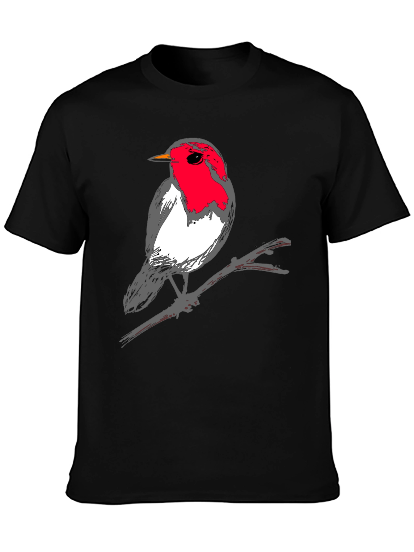 Robin Bird Graphic T-Shirt - Black Casual Tee