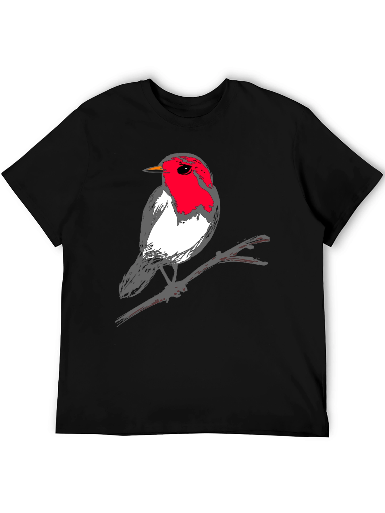 Robin Bird Graphic T-Shirt - Black Casual Tee