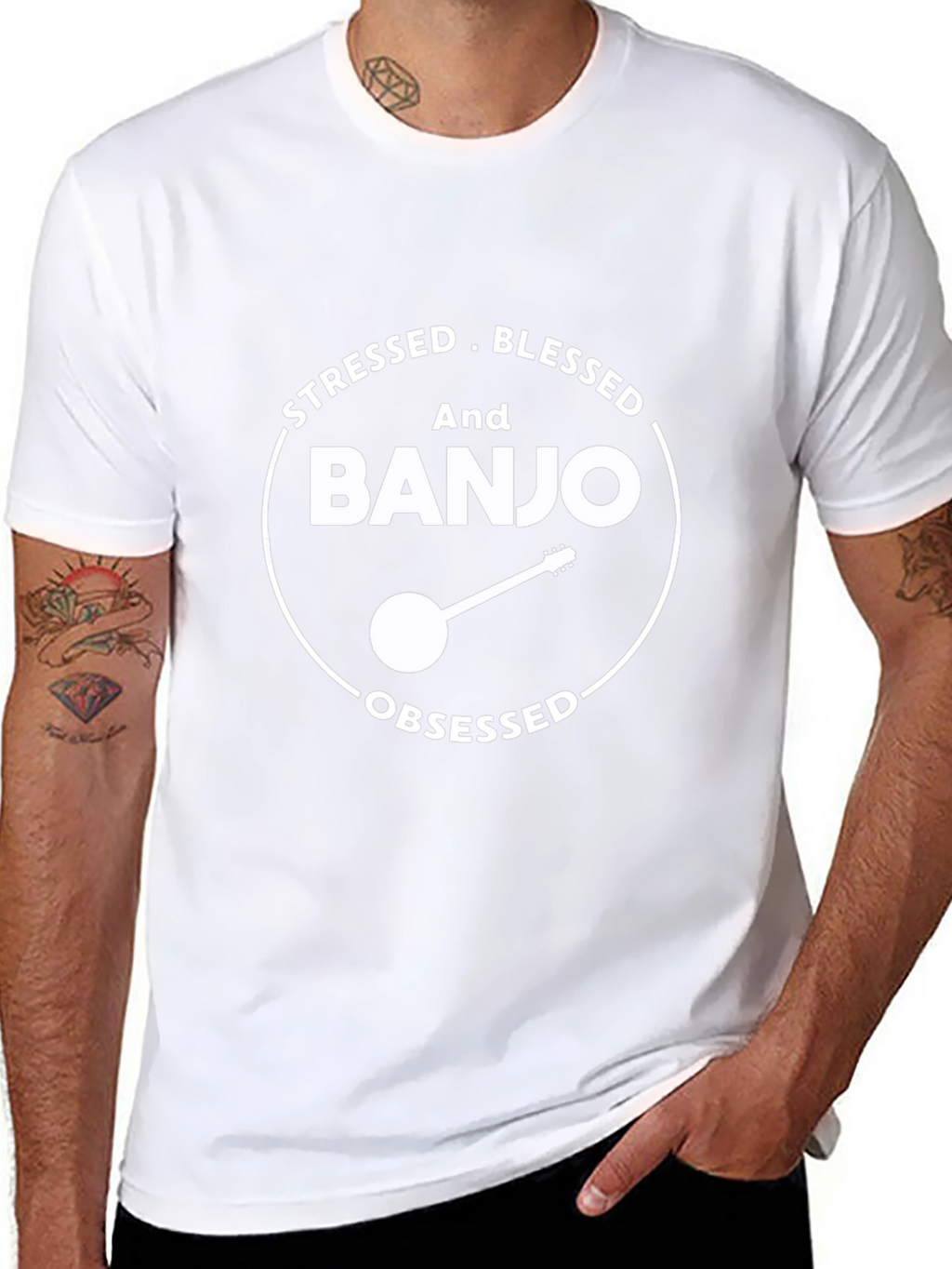 Stressed Blessed Banjo Obsessed T-Shirt