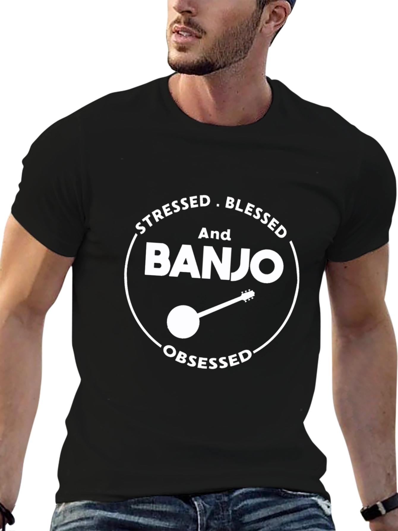 Stressed Blessed Banjo Obsessed T-Shirt