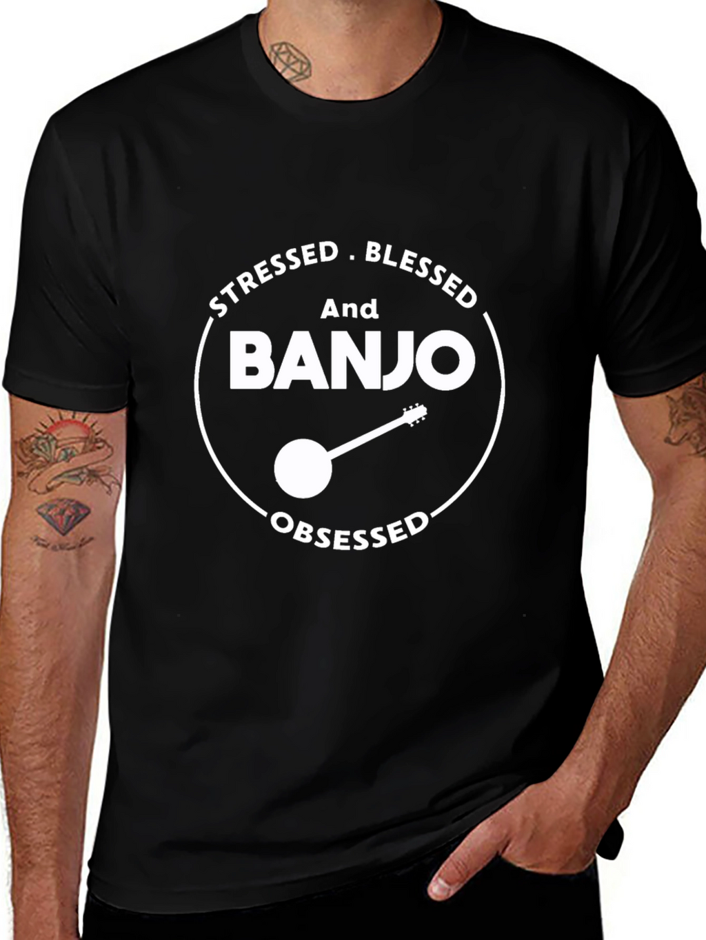 Stressed Blessed Banjo Obsessed T-Shirt