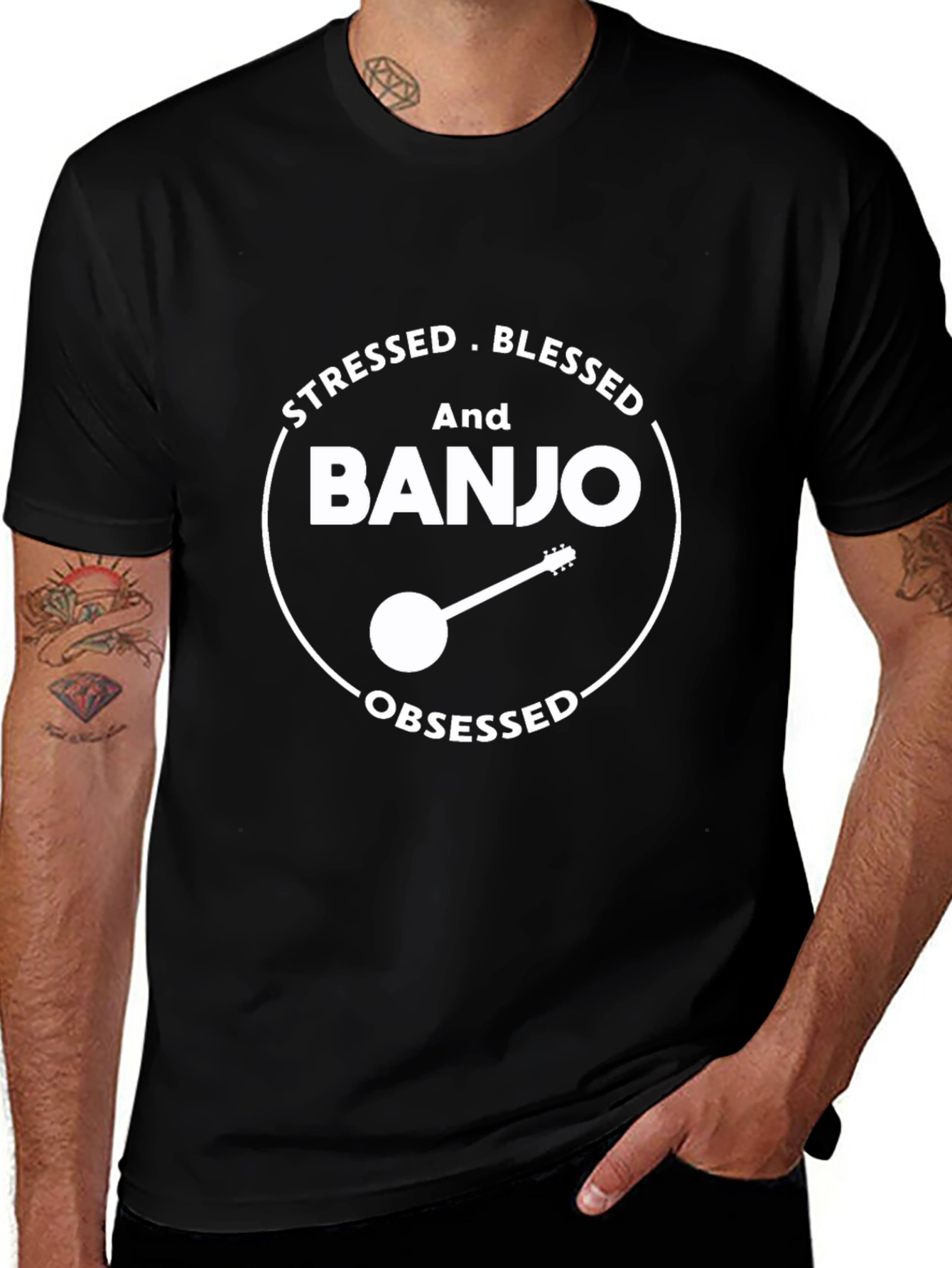 Stressed Blessed Banjo Obsessed T-Shirt