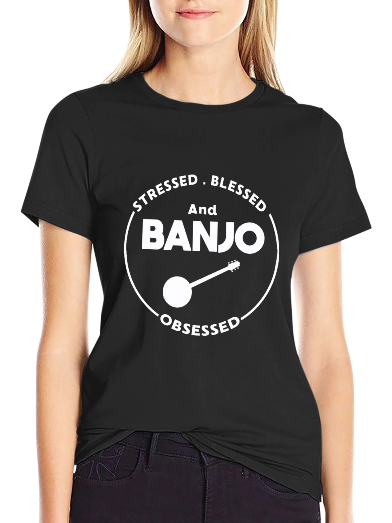 Stressed Blessed Banjo Obsessed T-Shirt