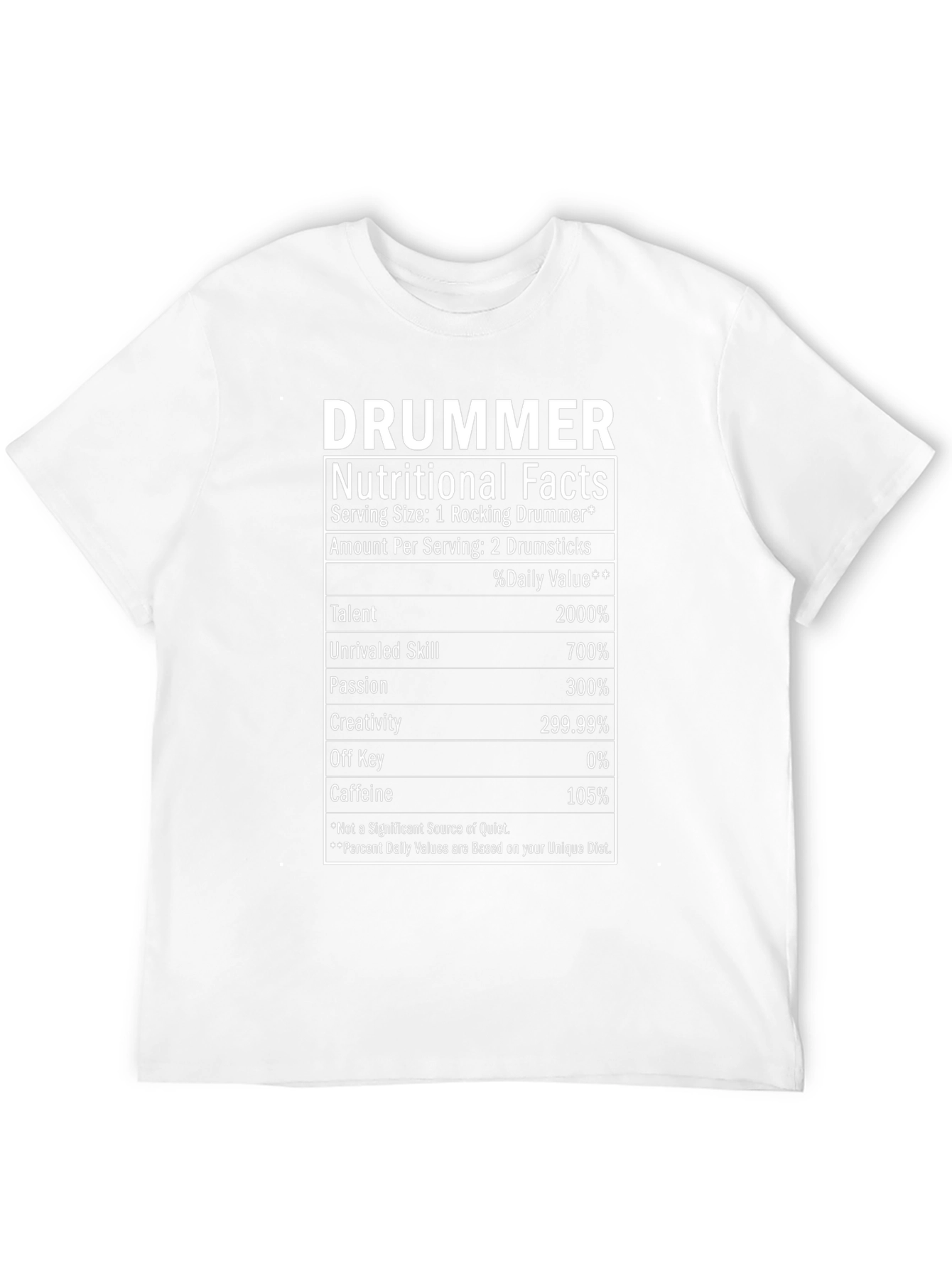 Funny Drummer Nutritional Facts T-Shirt