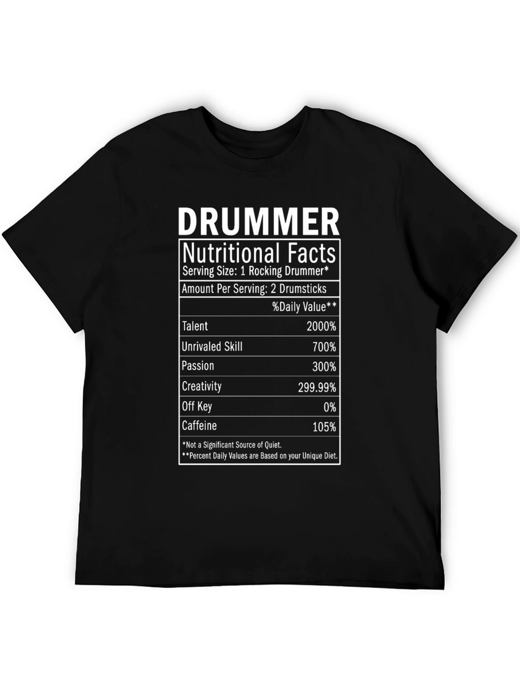 Funny Drummer Nutritional Facts T-Shirt