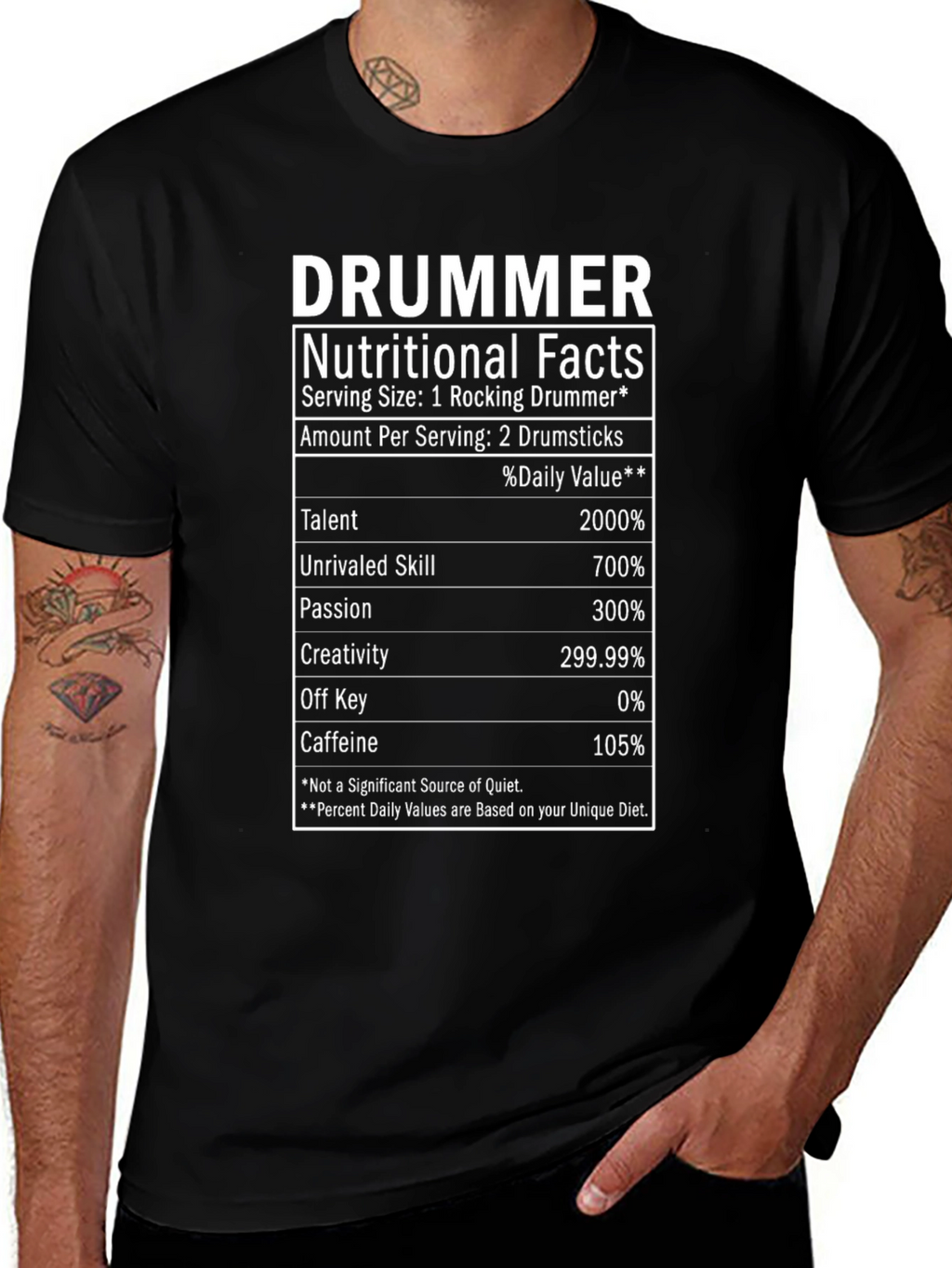 Funny Drummer Nutritional Facts T-Shirt