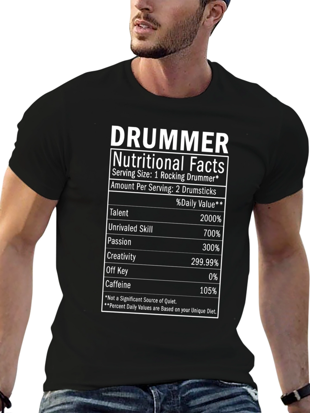Funny Drummer Nutritional Facts T-Shirt