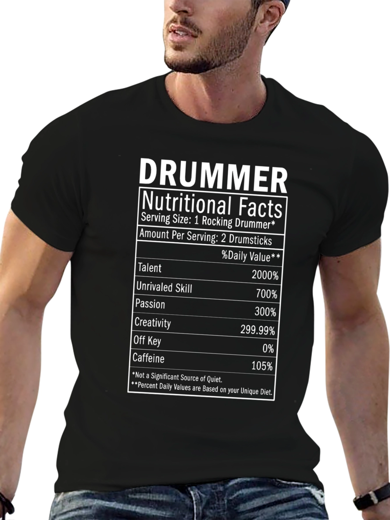Funny Drummer Nutritional Facts T-Shirt