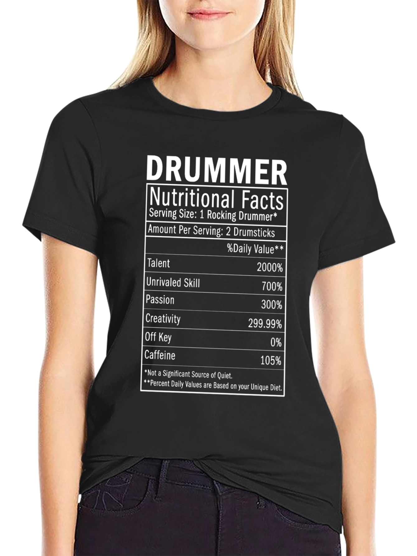 Funny Drummer Nutritional Facts T-Shirt