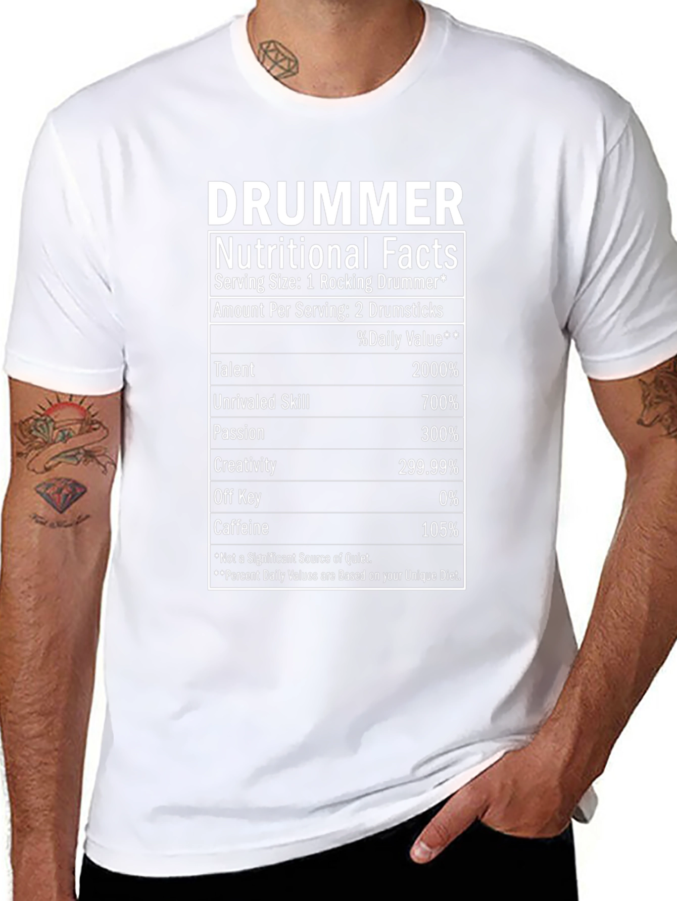 Funny Drummer Nutritional Facts T-Shirt