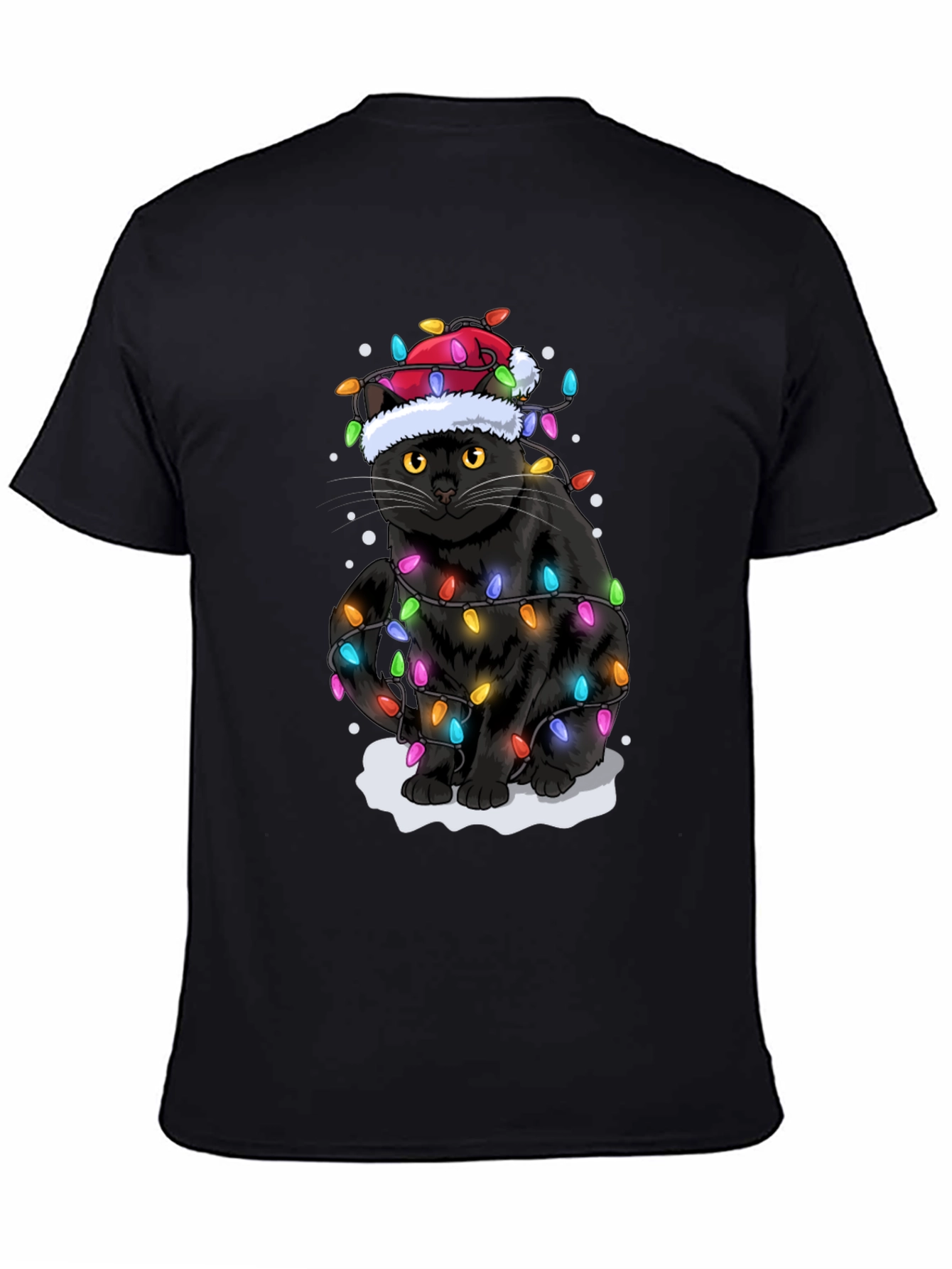 Christmas Cat Holiday Lights Graphic Tee