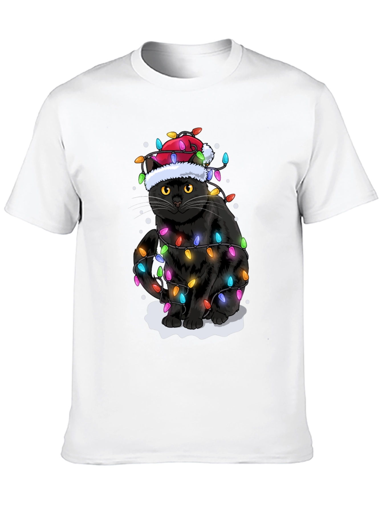 Christmas Cat Holiday Lights Graphic Tee