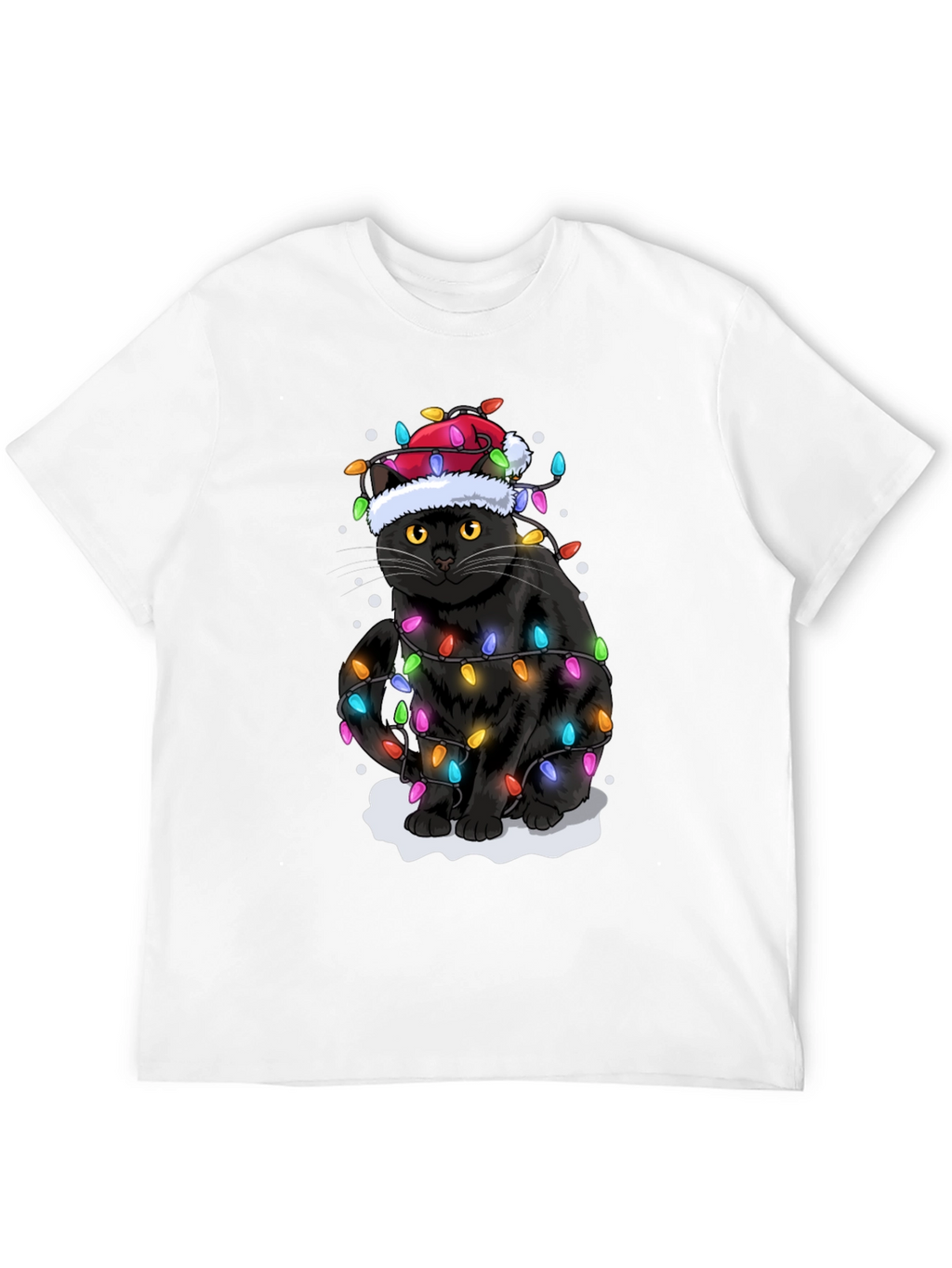 Christmas Cat Holiday Lights Graphic Tee